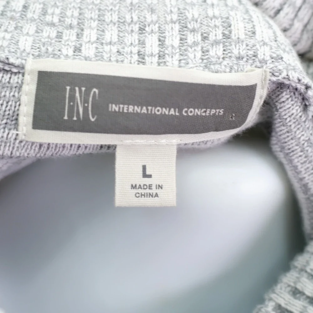 I.N.C. International Concepts -Large- Heather Gray Sweater Mock Neck Cotton Knit